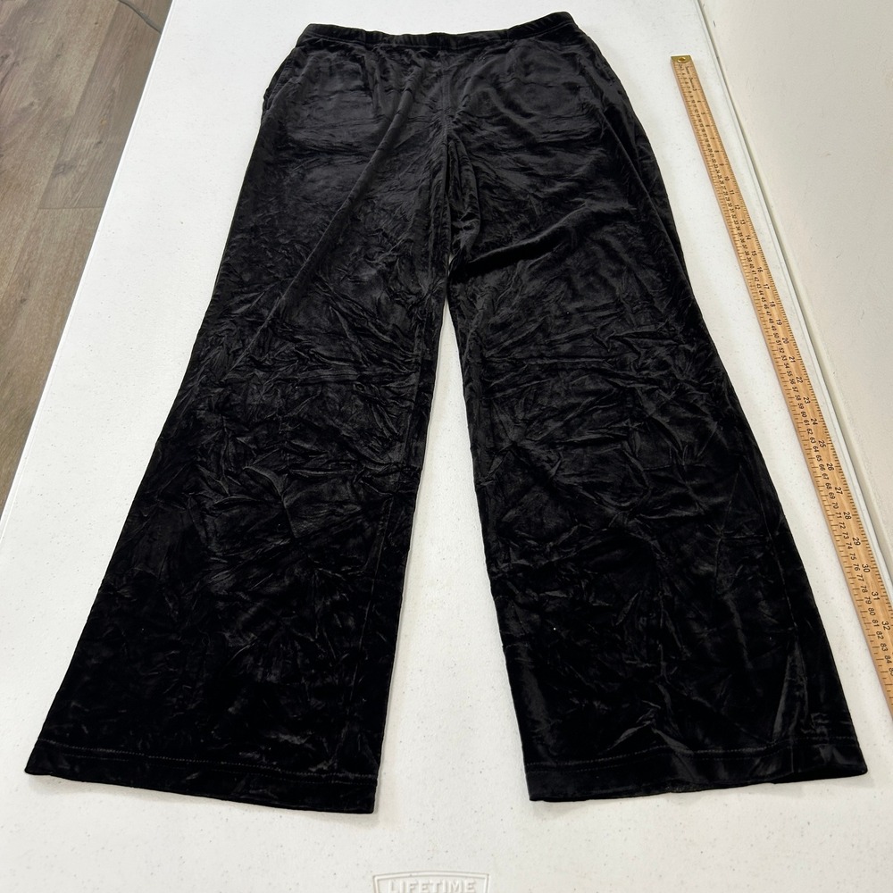 Liz Claiborne Liz & Co Black Crushed Velvet Wide Leg Pants Size Small Pockets